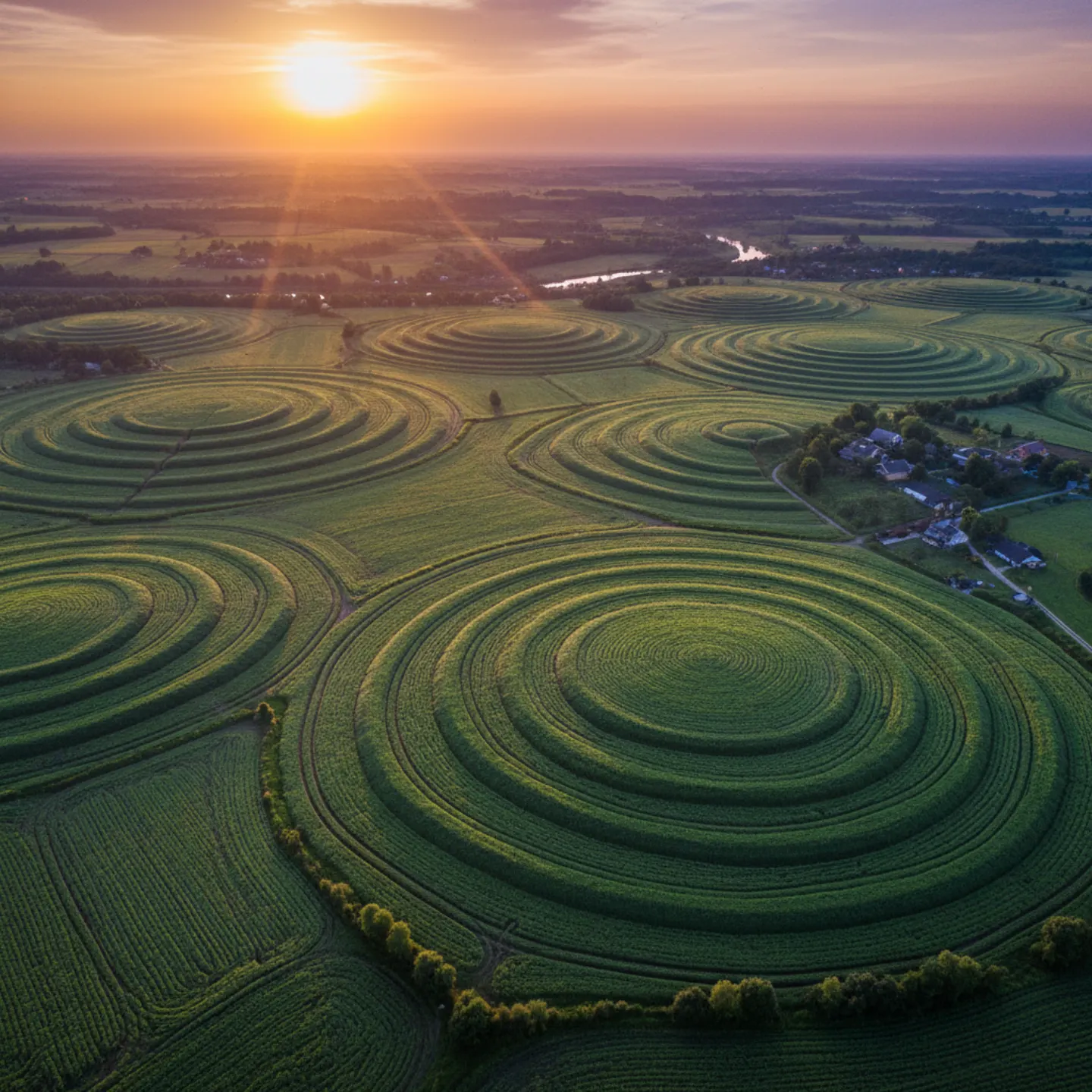 Aerial view of cultivated farmland