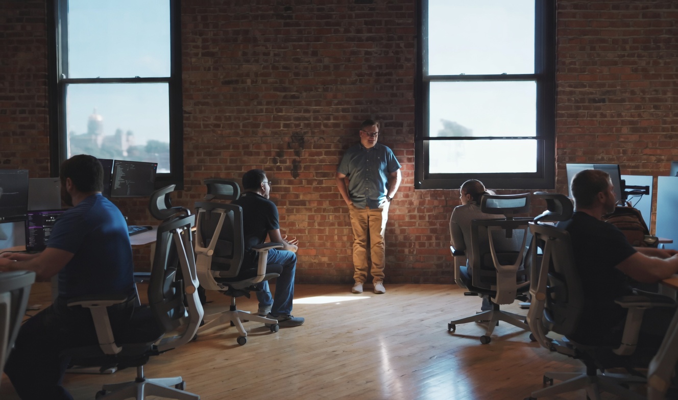 WWC engineers working together in the open office