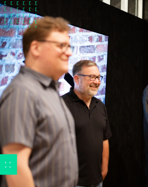 Team members discussing project progress